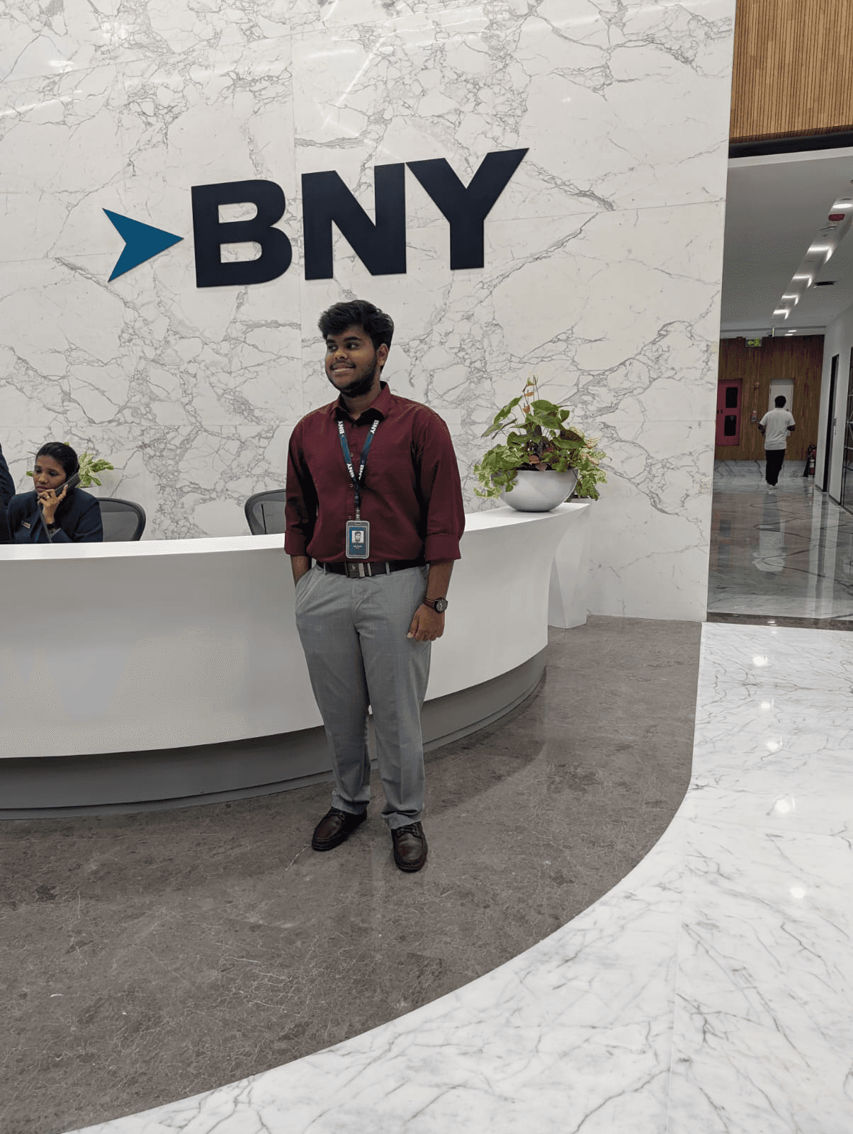 Abilaash at BNY during his engineering internship